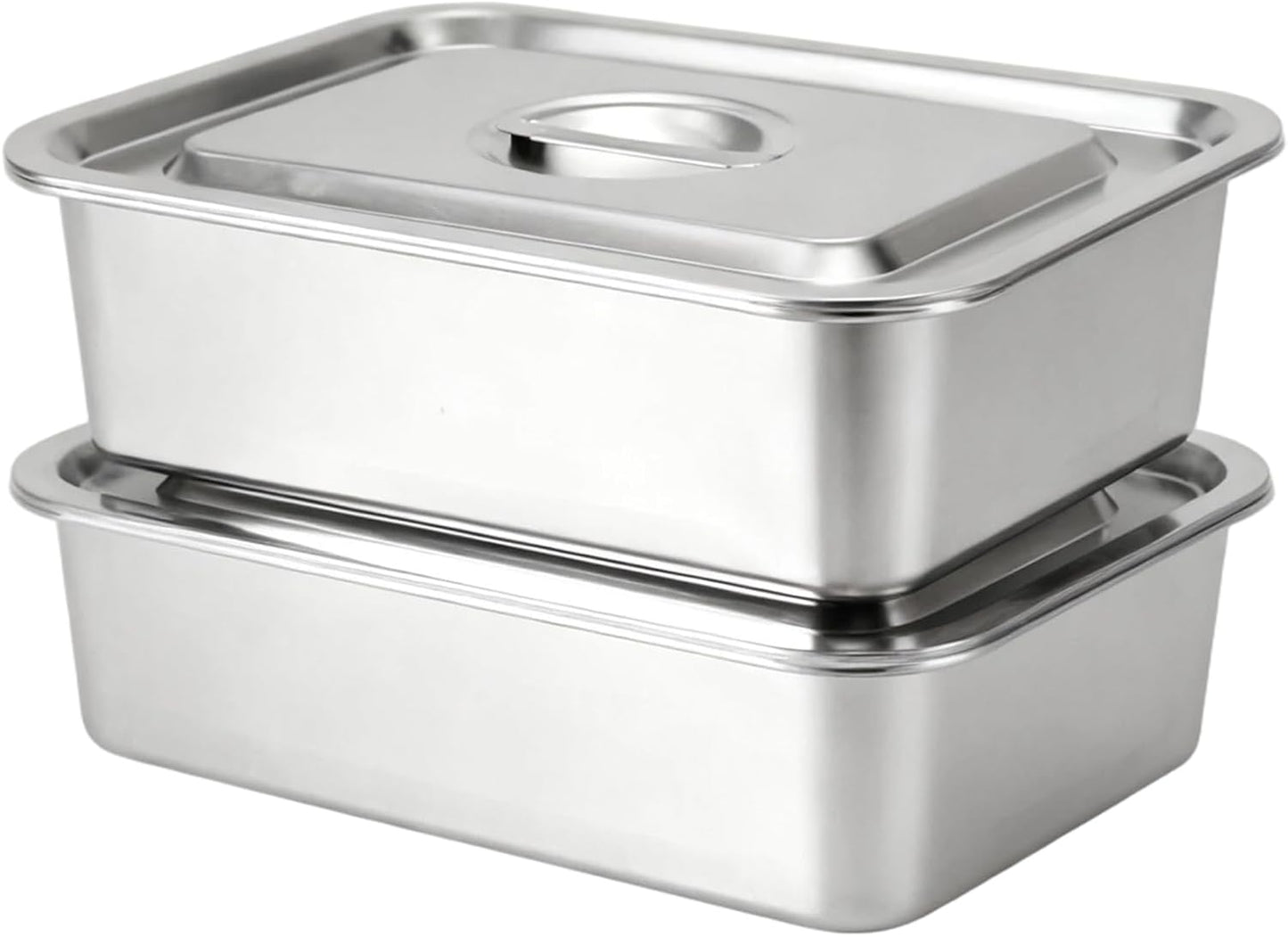 Skiennix 4-Inch Deep Lasagna Pan - 2 Pack 7.4QT Stainless Steel Baking Dish with Lid | Perfect for Roasting