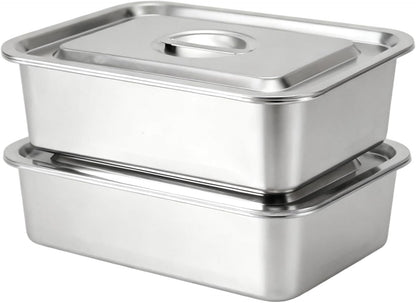Skiennix 4-Inch Deep Lasagna Pan - 2 Pack 7.4QT Stainless Steel Baking Dish with Lid | Perfect for Roasting