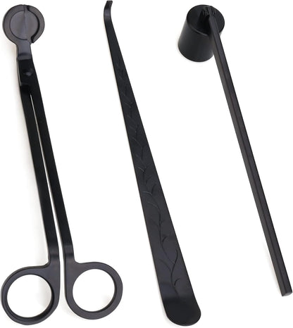 Skiennix 3-In-1 Candle Accessory Set - Wick Trimmer & Dipper with Gift Packaging | Black