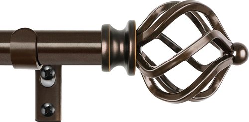 KAMANINA Adjustable Bronze Curtain Rod | 32 to 58 Inch | Stylish Twisted Cage Finial Design