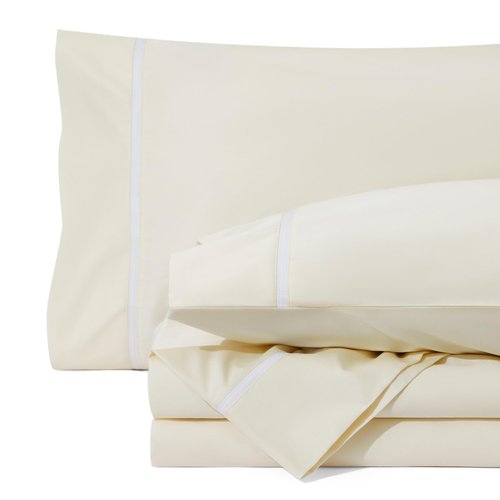 Bedsure 100% Cotton Sheets King Size Set - 500 Thread Count Cotton Sateen Bedsheets, Luxury Hotel Quality, Soft & Breathable Bedsheets, 16" Deep Pocket, 4-Piece, Include King Flat Sheet Ivory