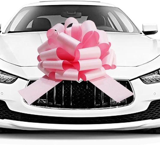 Big Glitter Pink Car Bow - Giant Gift Bow for Large Present Packaging | Perfect for Birthdays & Home Decor