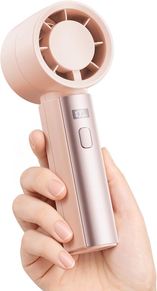 Gaiatop Handheld Personal Fan - Powerful Turbo Cooling | 4000mAh USB Rechargeable Mini Fan - Pink