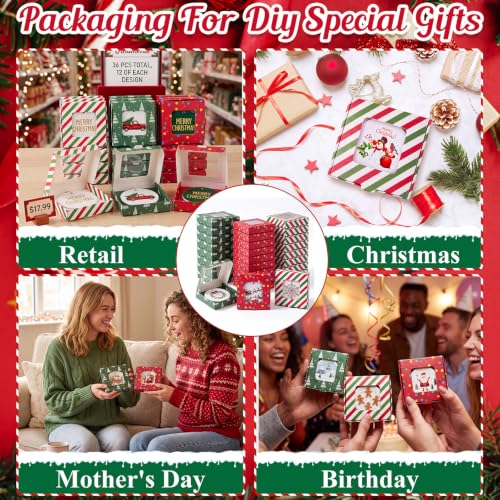 36 Pack Christmas Ornament Gift Boxes with Clear Windows - DIY Holiday Packaging