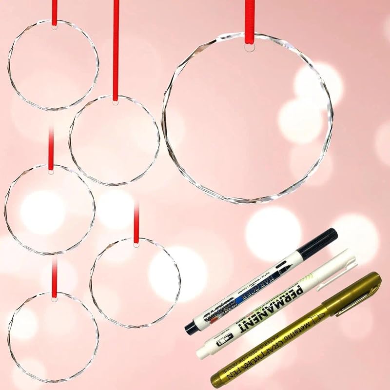 Set of 6 Personalized Clear Glass Ornaments 3'' – Blank Round Ornaments with Ribbons & Hooks (Variation: Clear-2)