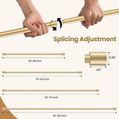 Gold Curtain Rod | Adjustable 28-48 Inch with 2 Brackets | Easy Installation for Living Room & Bedroom