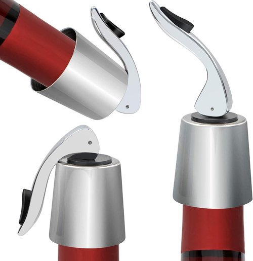 3 Pack Stainless Steel Wine Stoppers, Reusable Wine Bottle Stopper Sealer with Silicone Plug, Beverage and Wine to Keep Fresh, Ideal Gift for Wine Lover