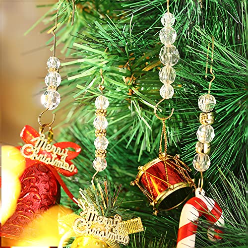 Christmas Ornament Hooks 35 Pack Gold Wire Acrylic Crystal Hangers 5 Styles