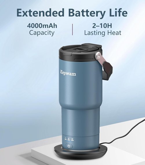 Kepwam T3 Self-Heating Travel Mug - 20oz Temperature-Controlled Coffee Warmer for On-the-Go Enjoyment