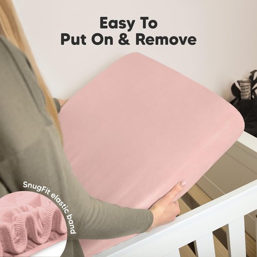 KeaBabies 2-Pack Organic Crib Sheets for Boys, Girls - 52x28 Fitted Crib Mattress Sheet Neutral, Breathable Jersey Cotton Cover for Baby Bed, Toddler Mattress, Soft & Cute Prints (Rose)
