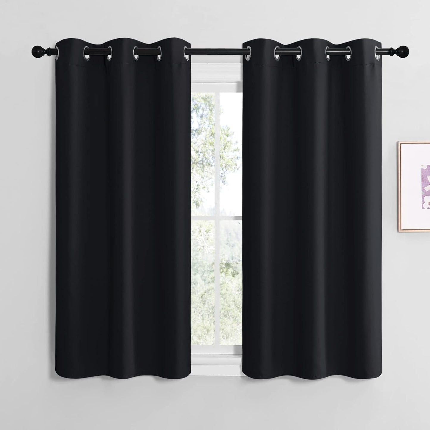 NICETOWN Blackout Curtains - Thermal Insulated Draperies for Autumn/Winter | Set of 2, 42"x48", Black