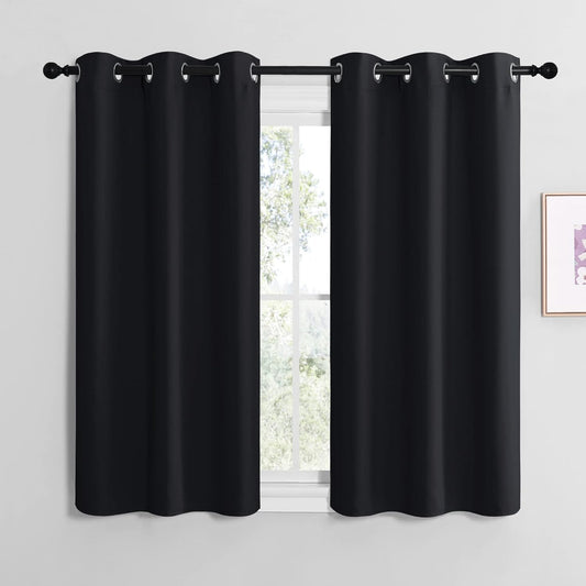 NICETOWN Blackout Curtains - Thermal Insulated Draperies for Autumn/Winter | Set of 2, 42"x48", Black