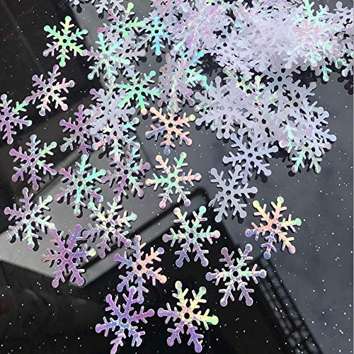 Christmas Snowflake Confetti Set - 800 Pieces Glitter Silver Sequins in 3 Sizes