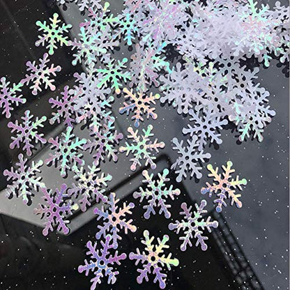Christmas Snowflake Confetti Set - 800 Pieces Glitter Silver Sequins in 3 Sizes