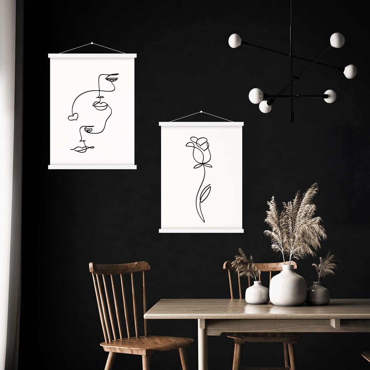 Benjia Magnetic Light Wood Poster Frame - 24x36, 24x18, 24x32 for Photos & Artwork | White Finish