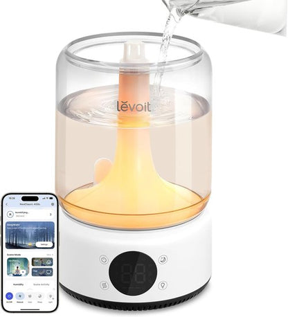 LEVOIT Smart Humidifier - 4.2L Top Fill for Large Rooms | 42H Runtime, Whisper-Quiet Cool Mist, APP & Voice Control