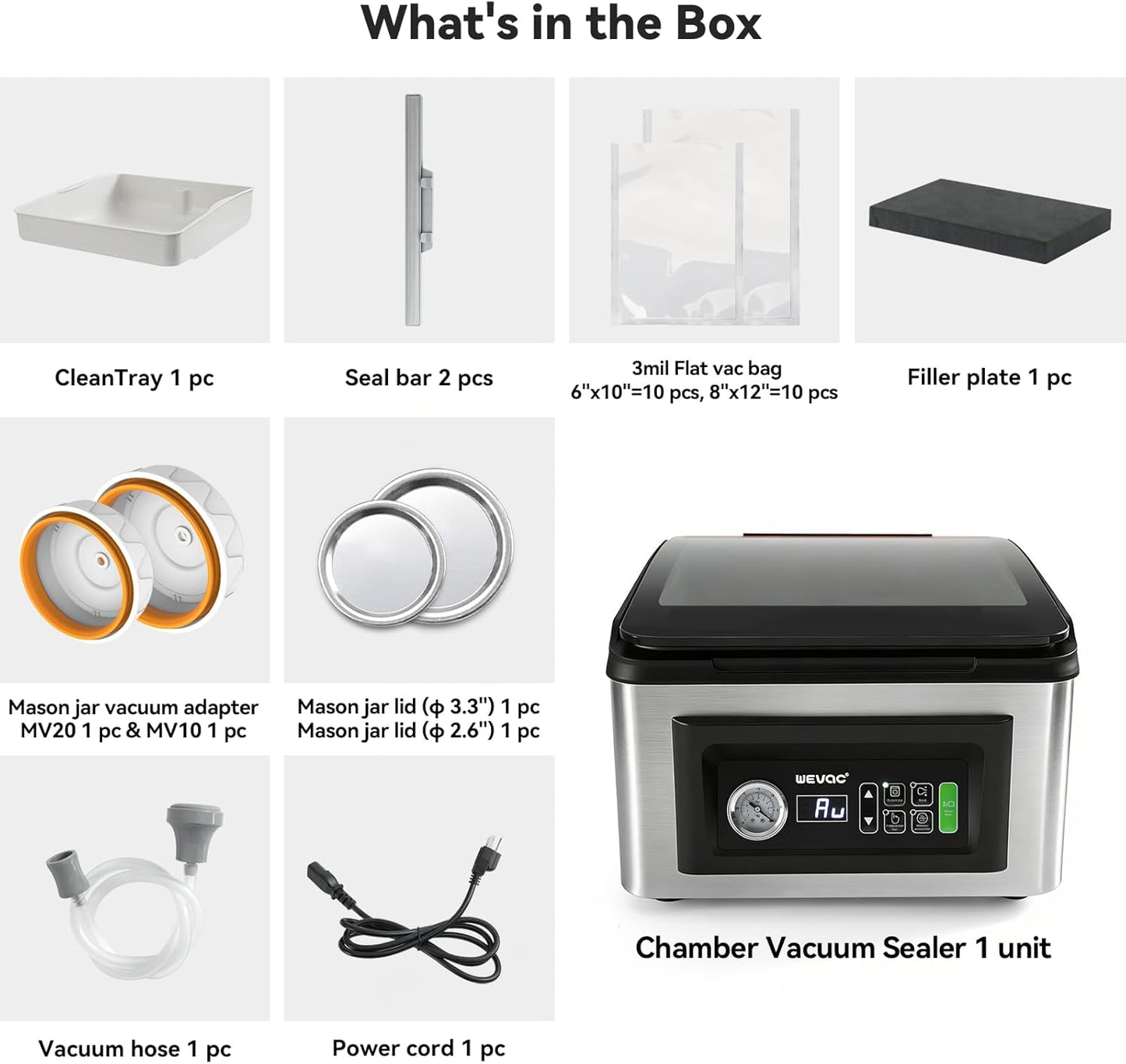 Wevac Chamber Vacuum Sealer - 12” Seal Bar | Commercial-Grade Design for Meats, Liquids & Sous Vide