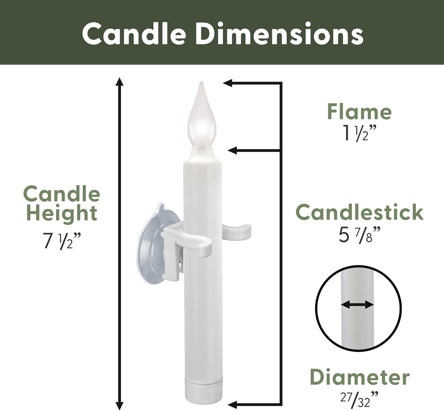 612 Vermont LED Window Candles - Battery Operated with Timer | Bright Hot Spot, Pack of 4