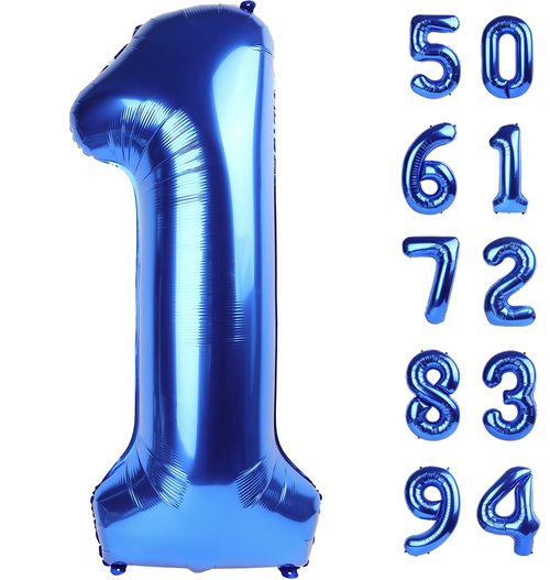 40 Inch Navy Blue 1 Balloon for First Birthday, Blue One 1st Number Balloon Birthday Decorations for Boy Man Toddler Baby, 10th 21st, Giant Number 1 Balloon