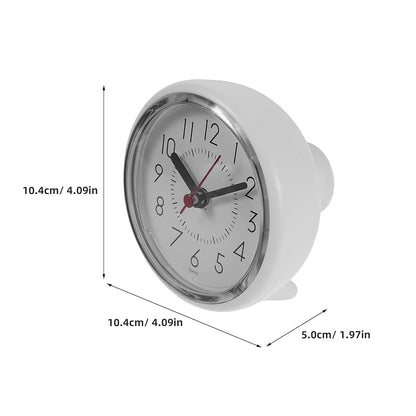 Shower Clock with Suction Cup – Waterproof Wall Clock for Bathroom, White Plastic