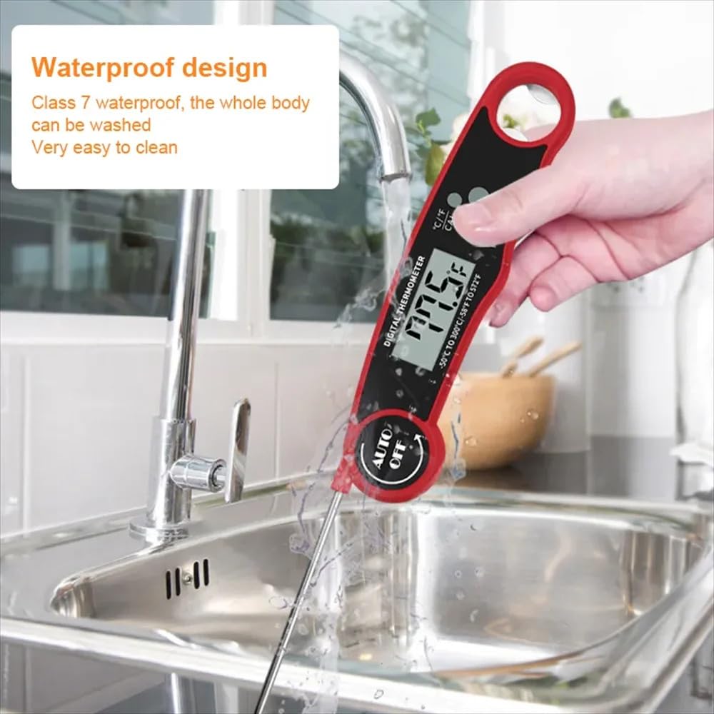 Skiennix Digital Meat Thermometer - Instant Read Waterproof Probe with Backlit Display | Perfect for Grill, BBQ, Steak, Chicken, Burgers