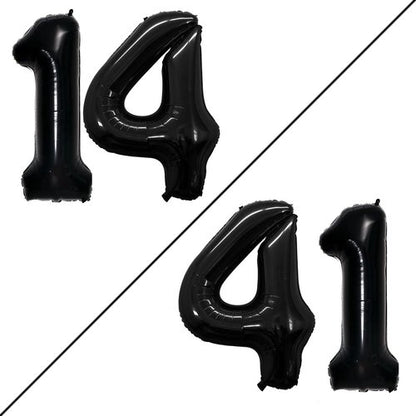 GOER Jumbo Number 14 Balloons - 42 Inch Foil Helium Decorations for 14th Birthday Party (Black)