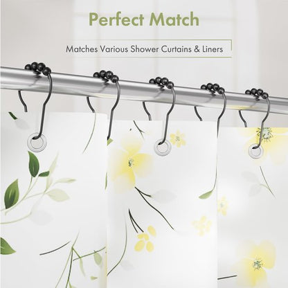 Amazer Black Shower Curtain Hooks, Decorative Shower Curtain Hooks, Shower Hooks for Shower Curtain Rust Proof Stainless Steel Shower Curtain Hooks Set of 12