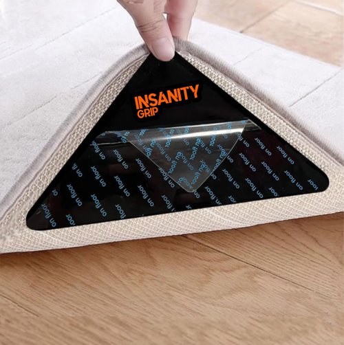 Insanity Grip 12 Pcs Rug Tape Hardwood Floors No Damage, Works On Cement, Outdoor Welcome Mats, A New Home Essentials, Gripper for Carpet Over Carpet, Non Slip Classroom Rug Pad