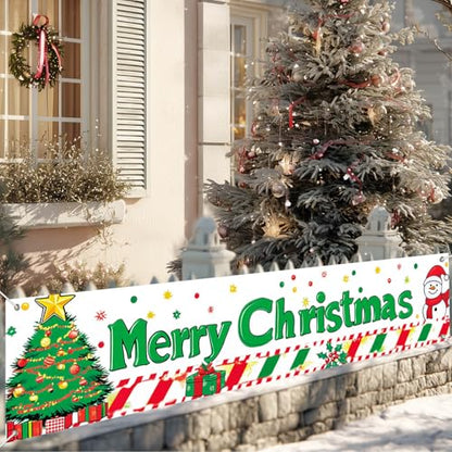 Christmas Door Banner Snowman Decor 78.7 x 17.7 Inch - Merry Christmas Banner with Snowman & Gifts - Holiday Indoor & Outdoor Decoration - Variation: Christmas Decor Banner #02