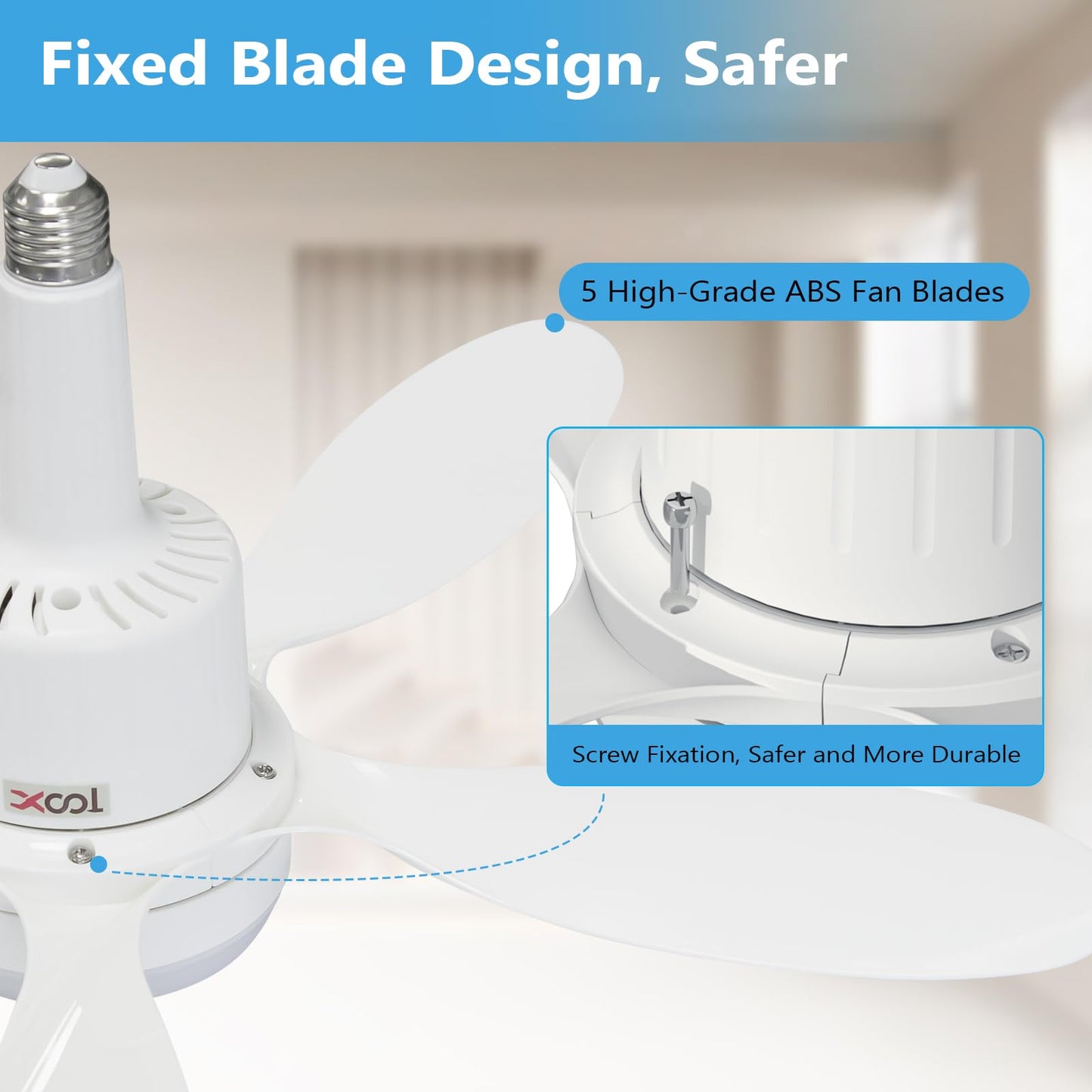 Socket Fan Light, 22" Ceiling Fan with LED Lights and Remote, 3 Fan Speeds, Adjustable Cool & Warm Light, Wireless Screw in Socket Fan Light for Kitchen, Bedroom, Living Room, 1200 Lumen, E26/E27 Base