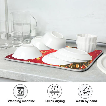 Christmas Dish Drying Mat 18x24in - Quick-Absorb Dish Rack Pad for Kitchen (Variation: Christmas #9+18x24in)