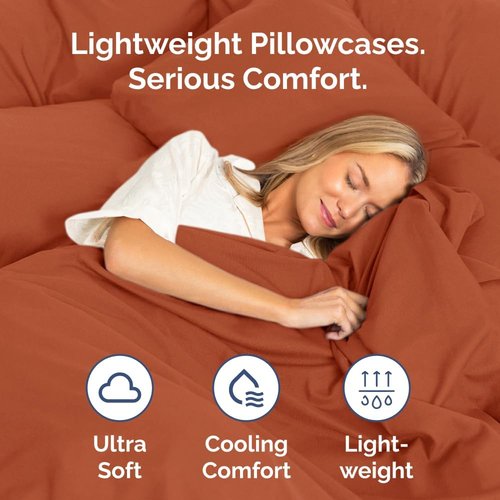 King Pillow Cases by [Brand Name] - Ultra Soft Hotel Quality Covers | Comfy, Wrinkle-Free, Stain Resistant - 2 Piece Set in Terracotta