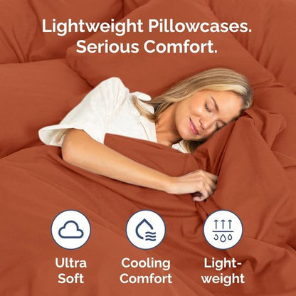 King Pillow Cases by [Brand Name] - Ultra Soft Hotel Quality Covers | Comfy, Wrinkle-Free, Stain Resistant - 2 Piece Set in Terracotta
