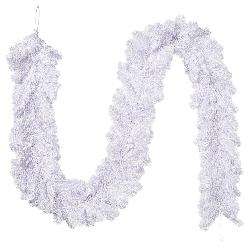 9' White Crystal Spruce Artificial Christmas Garland - Unlit, Durable Faux Garland, 210 PVC Tips - Variation: White+9' x 12"
