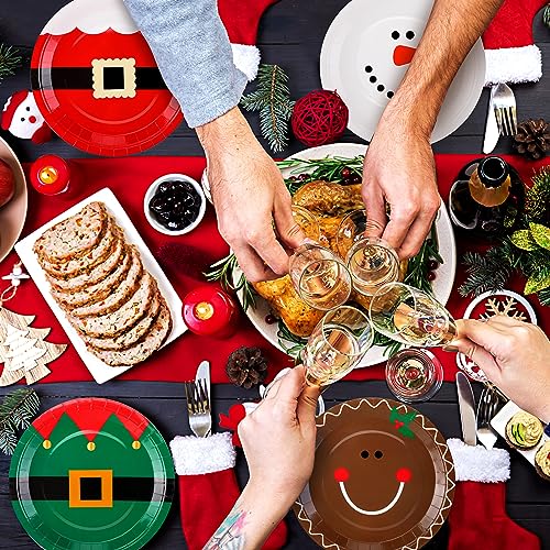 100 Pcs Christmas Paper Plates 9 Inch Santa Gingerbread Snowman - Novel