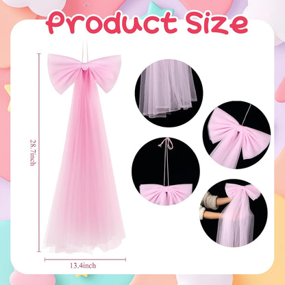 Zeyune Giant Pink Bow Party Decoration - 13.4 x 28.7 Inch Ribbon Bow for Birthdays, Weddings & Showers