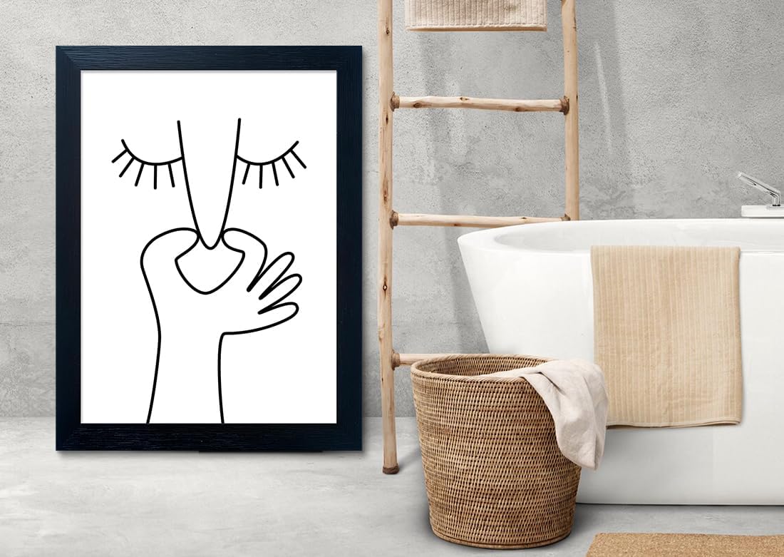 Regine Switzerland Funny Bathroom Wall Art - Black & White Framed Toilet Print Decor