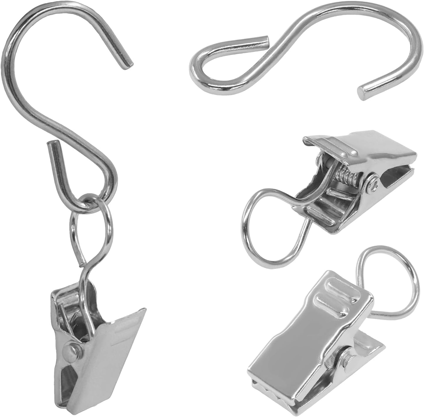 Skiennix Stainless Steel S Hooks - 50 Pack 2.4 Inch Clips for Hanging Lights & Home Decor