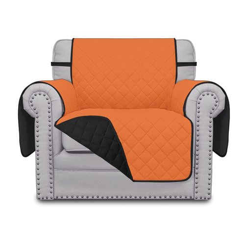 Easy-Going Chair Sofa Slipcover Reversible Sofa Cover Water Resistant Couch Cover Furniture Protector Cover with Elastic Straps for Pets Kids Children Dog Cat (Chair, Orange/Black)