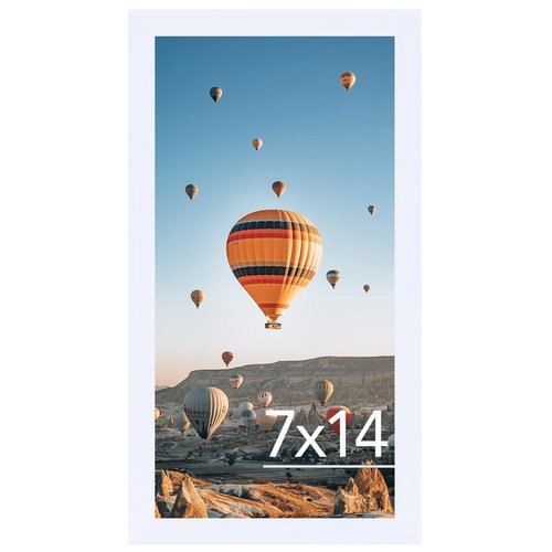 JCJMY 7x14 Picture Frame White for Wall Hanging or Tabletop, Wall Mounting Horizontally or Vertically, 7 x 14 Wall Gallery Poster Photo Frame with Shatter Resistant Plexiglass, White