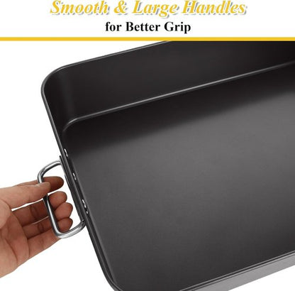CYEAH Lasagna Pan Set - Deep Nonstick Baking Dishes for Oven | 13.7-Inch & 16-Inch with Handles, Black
