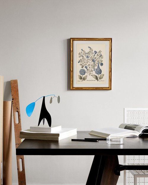 InSimSea Gold Bamboo Framed Canvas Wall Art - Retro Blue Hydrangea Botanical Prints | 11x14 Inch Victorian Decor