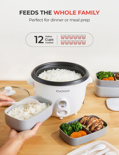 CUCKOO One Touch Rice Cooker - 12-Cup Capacity, Versatile Steamer & Soup Maker, White (CR-0601C)