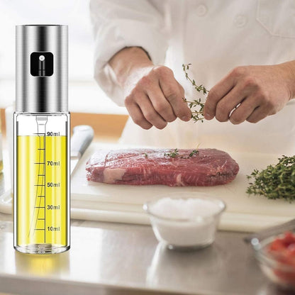 Olive Oil Sprayer Mister - 100ml Glass Cooking Spray Bottle for Oil, Vinegar, Salad & Barbecue