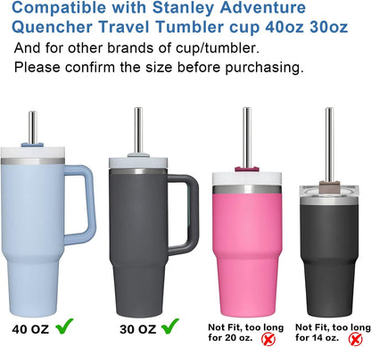 Stanley Replacement Straws - 6 Pack Reusable Straws with Cleaning Brush for 40 oz & 30 oz Tumblers