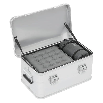 30L Aluminum Storage Box with Lid - Dustproof, Stackable with Rubber Seal & Handles - Silver