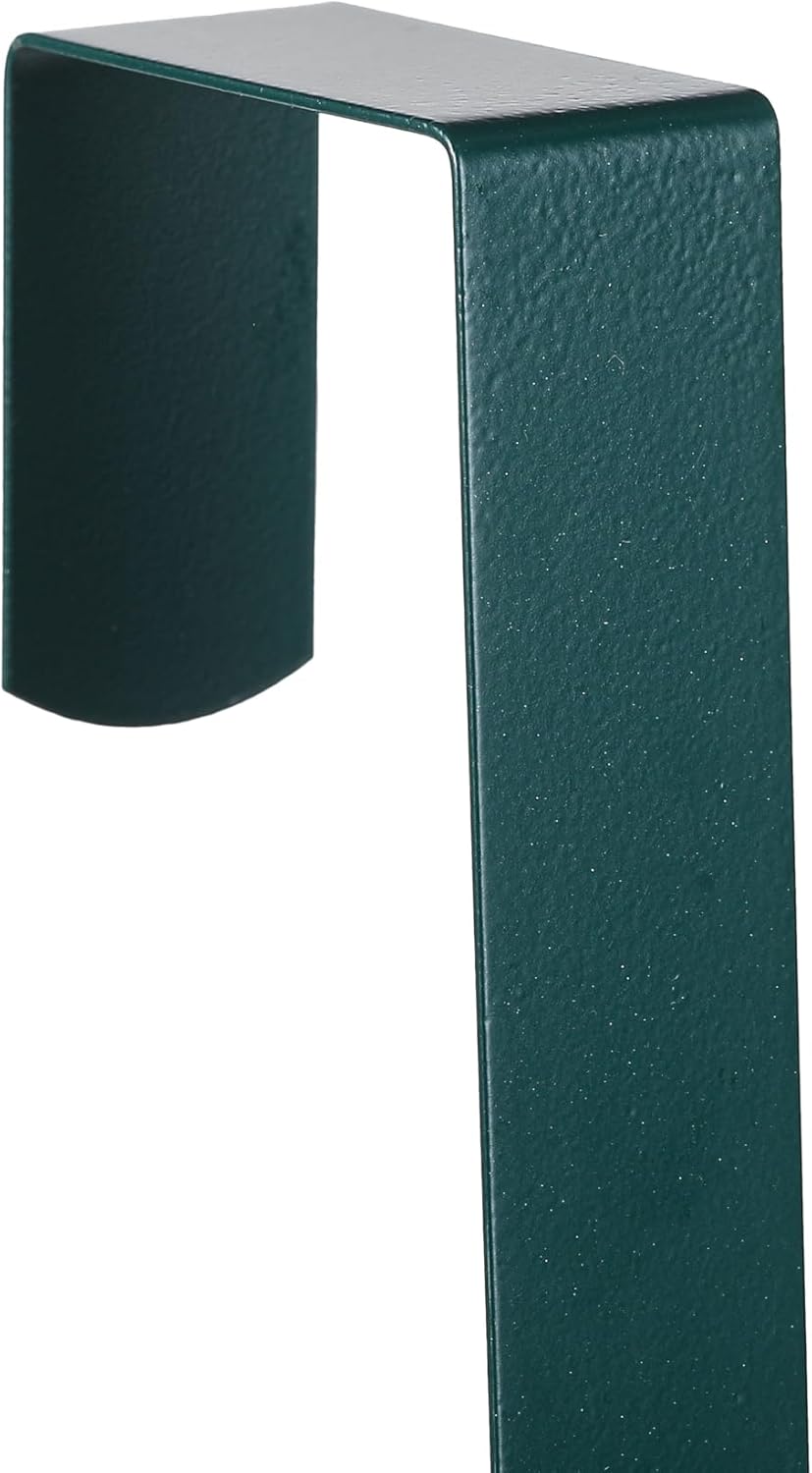Sattiyrch 15" Wreath Hanger - Sturdy Steel Over The Door Hook for Front Door Decor (Green, 2-Pack)