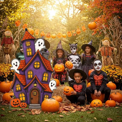Halloween Cutout Standee - Haunted House Porch & Yard Decor, 5 ft - Variation of Haunted House / 5 ft