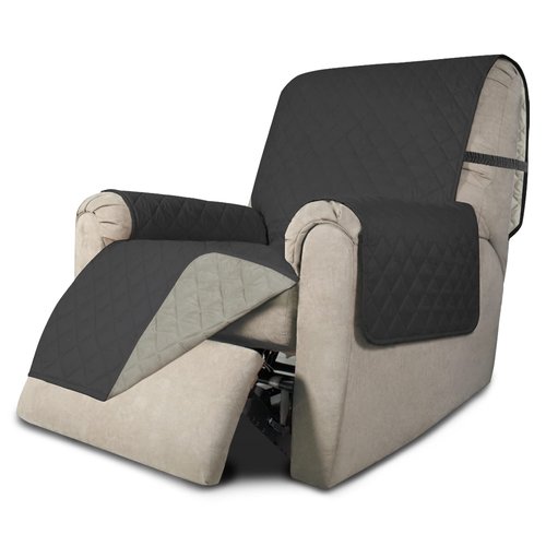 Easy-Going Recliner Chair Slipcover Reversible Sofa Cover Water Resistant Couch Cover Furniture Protector with Elastic Straps for Pets Dog (Recliner 22 inch, Dark Gray/Beige)