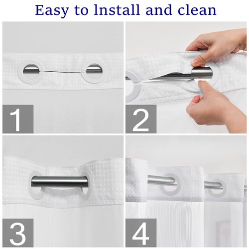 CYPL No Hooks Required Waffle Weave Shower Curtain with Snap in Liner-Hotel Grade Waterproof & Mesh Top Window Spa Like Bath Curtain Machine Washable Heavy Duty 71Wx74L(White)